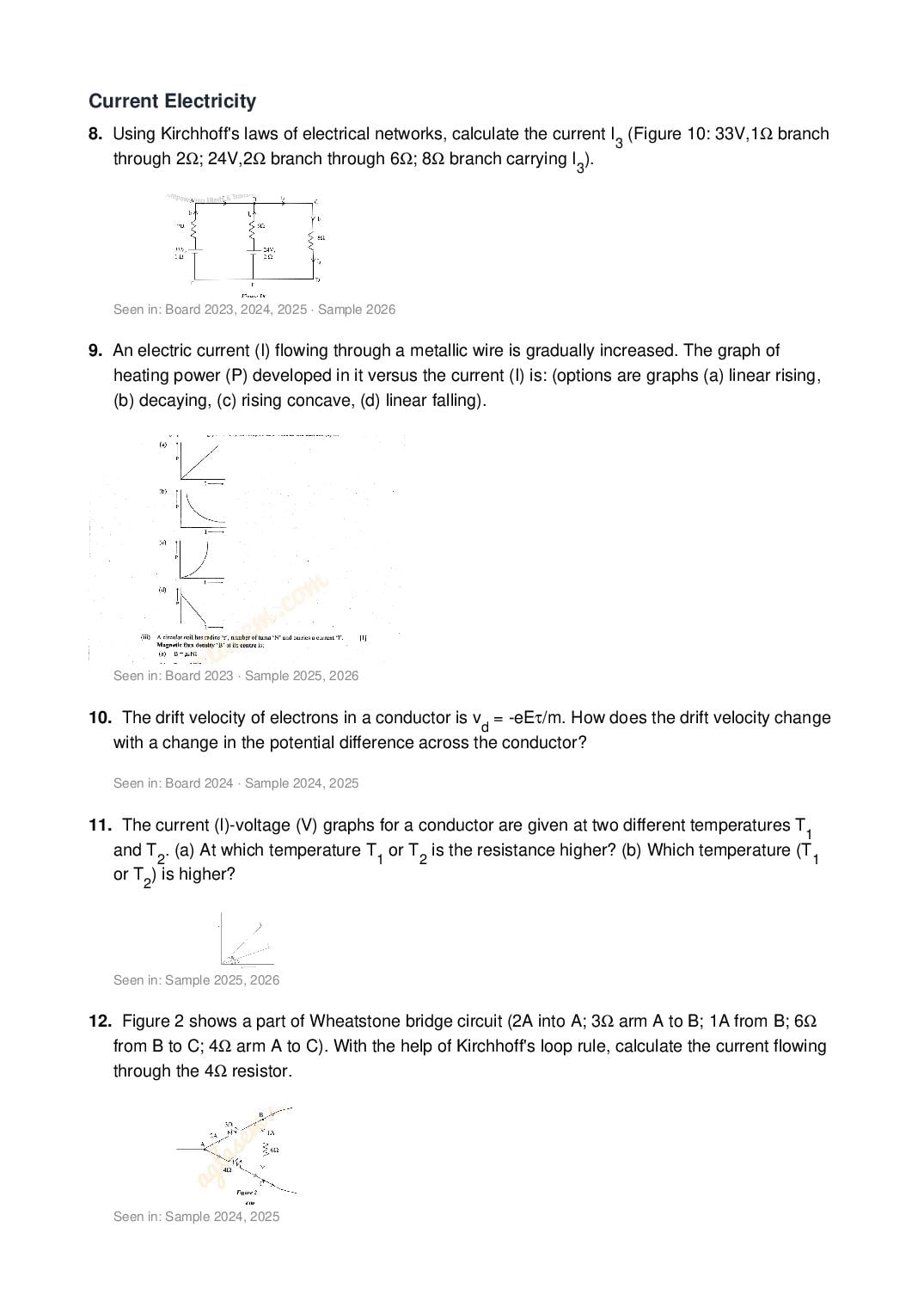 ISC Class 12 Physics Important Questions 2027 (PDF)