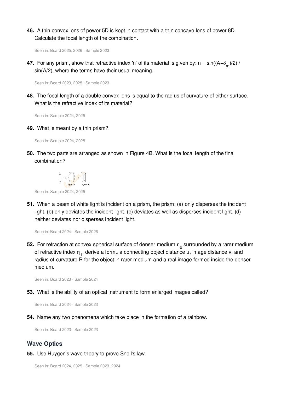 ISC Class 12 Physics Important Questions 2027 (PDF)