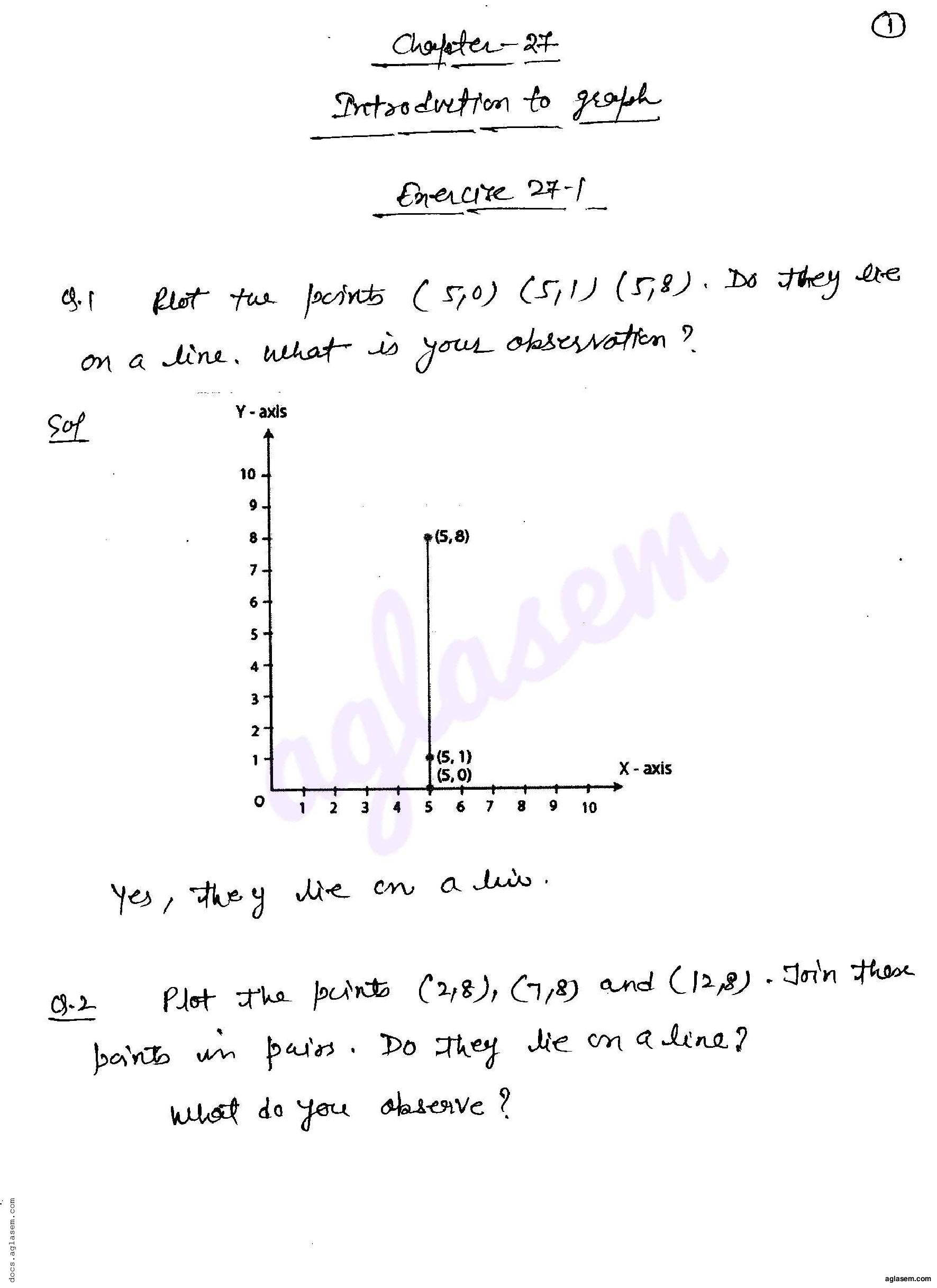 RD Sharma Solutions Class 8 Chapter 27 Introduction to Graphs Exercise 27.1 - Page 1