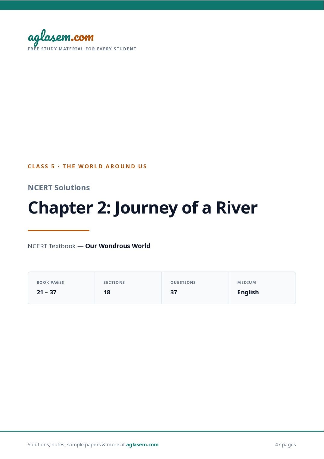 NCERT Solutions Class 5 The World Around Us Chapter 2 Journey of a River - Page 1 of 48