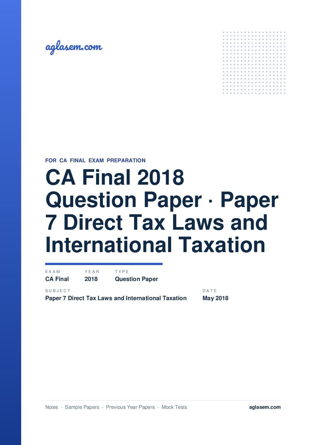 CA Final May 2018 Question Paper Paper 7 Direct Tax Laws and International Taxation - Page 1 of 16