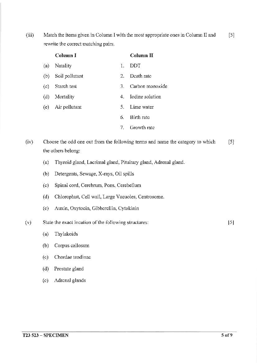 Icse Class 10 Biology Specimen Paper 2024 Pdf Oneedu24