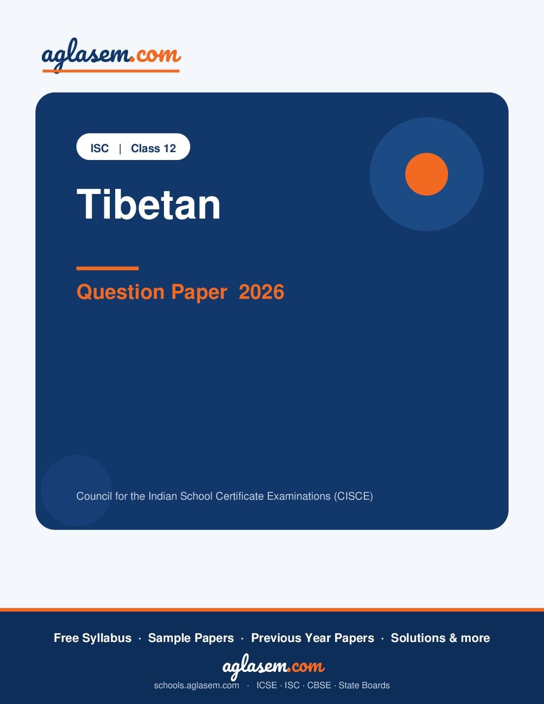 ISC Class 12 Question Paper 2026 Tibetan - Page 1 of 8