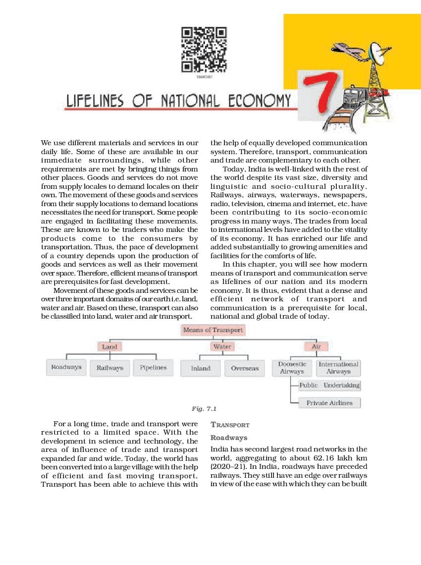 NCERT Book Class 10 Social Science (Geography) Chapter 7 Lifelines of National Economy - Page 1
