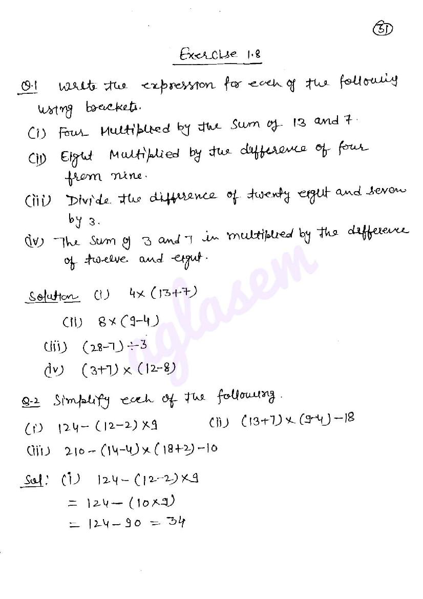 RD Sharma Solutions Class 6 Chapter 1 Knowning Our Numbers Exercise 1.8 - Page 1