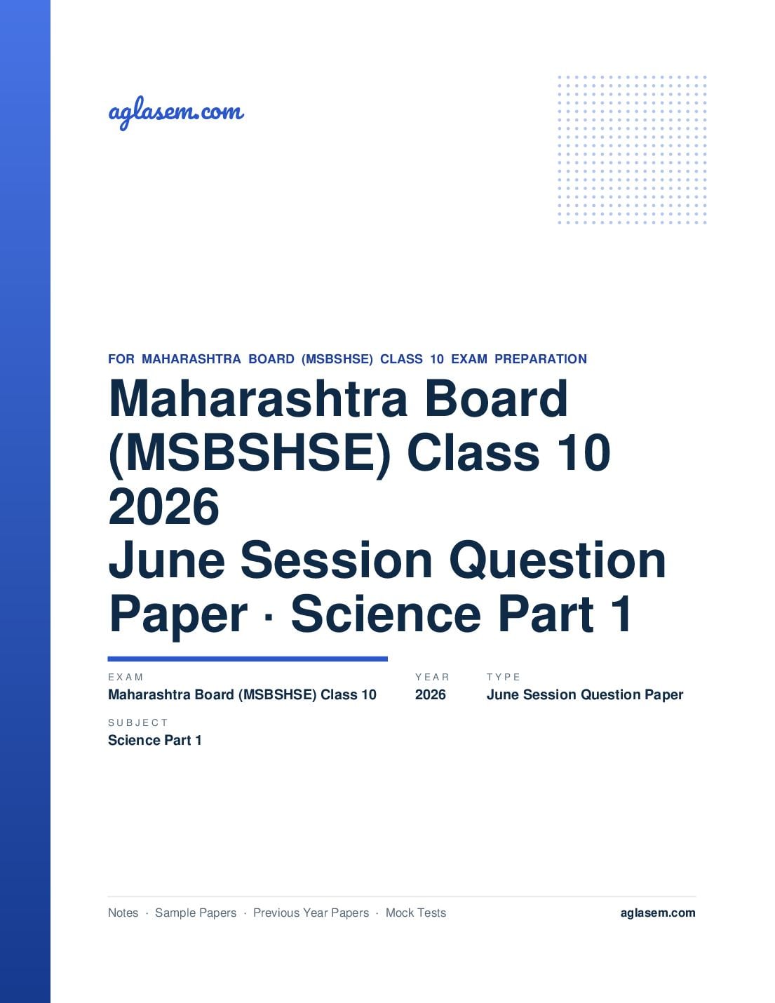 MH 10th Question Paper June 2026 Science Part 1 - Page 1 of 5