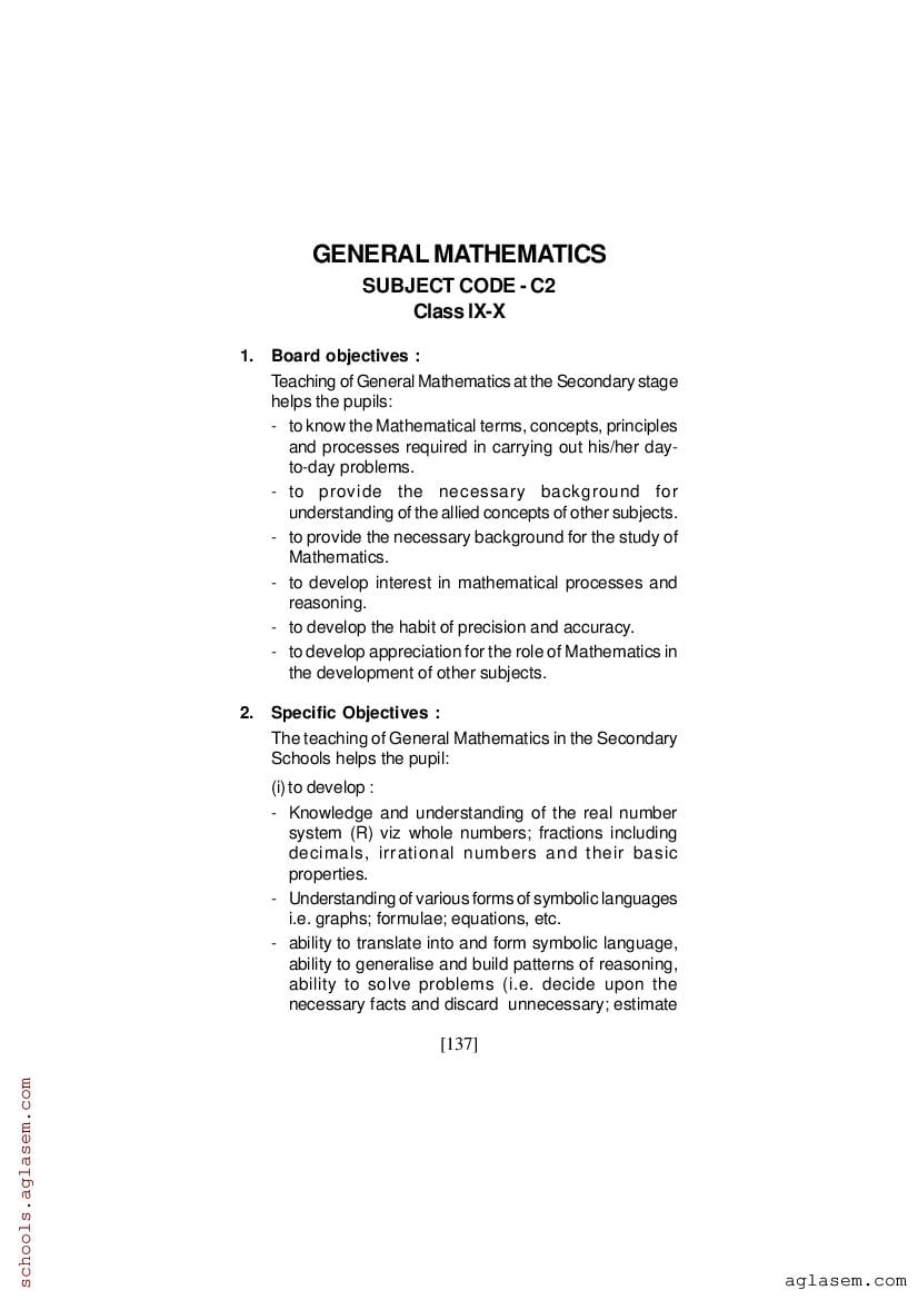 SEBA Class 9 Syllabus 2024 Maths - Page 1
