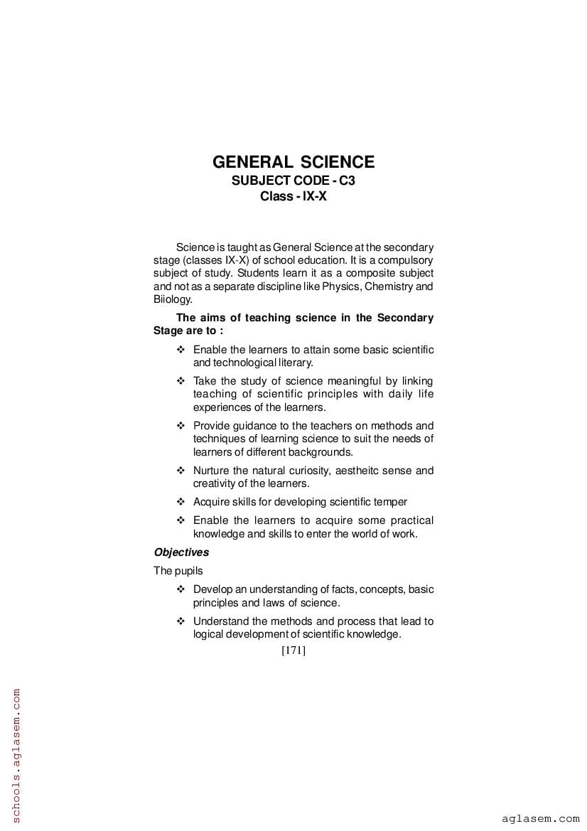 SEBA Class 9 Syllabus 2024 Science - Page 1