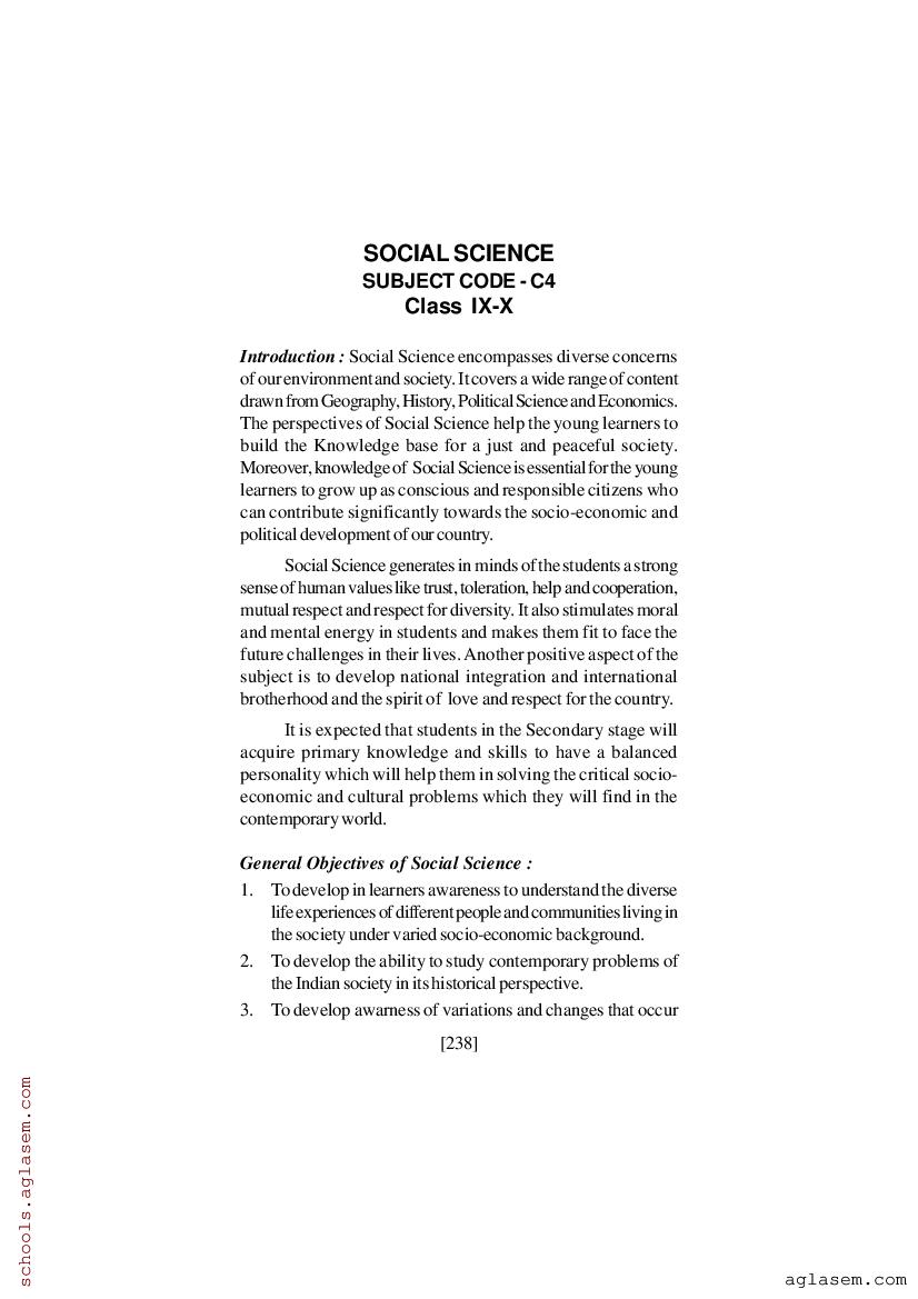 SEBA Class 9 Syllabus 2024 Social Science - Page 1