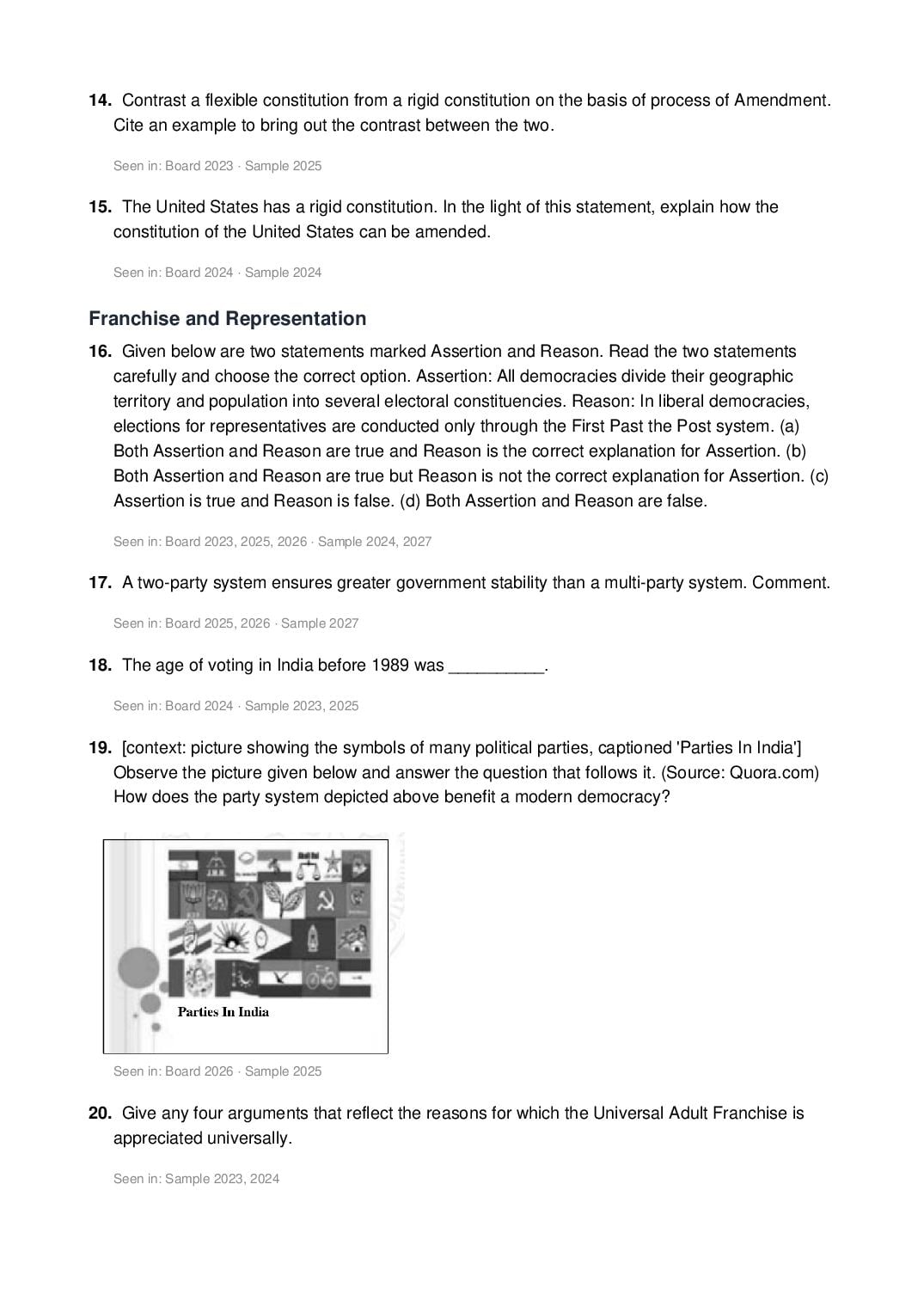 ISC Class 12 Political Science Important Questions 2027 (PDF)