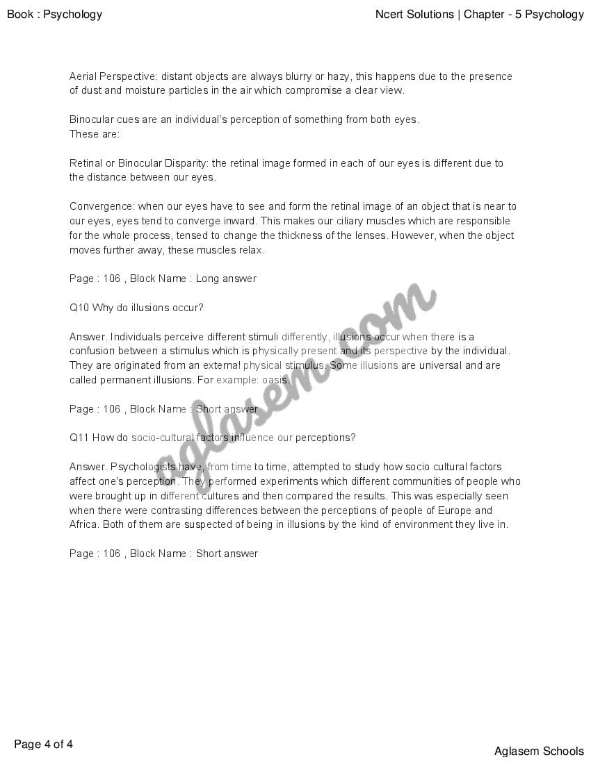 NCERT Solutions for Class 11 Psychology Chapter 4 Sensory, Attentional ...