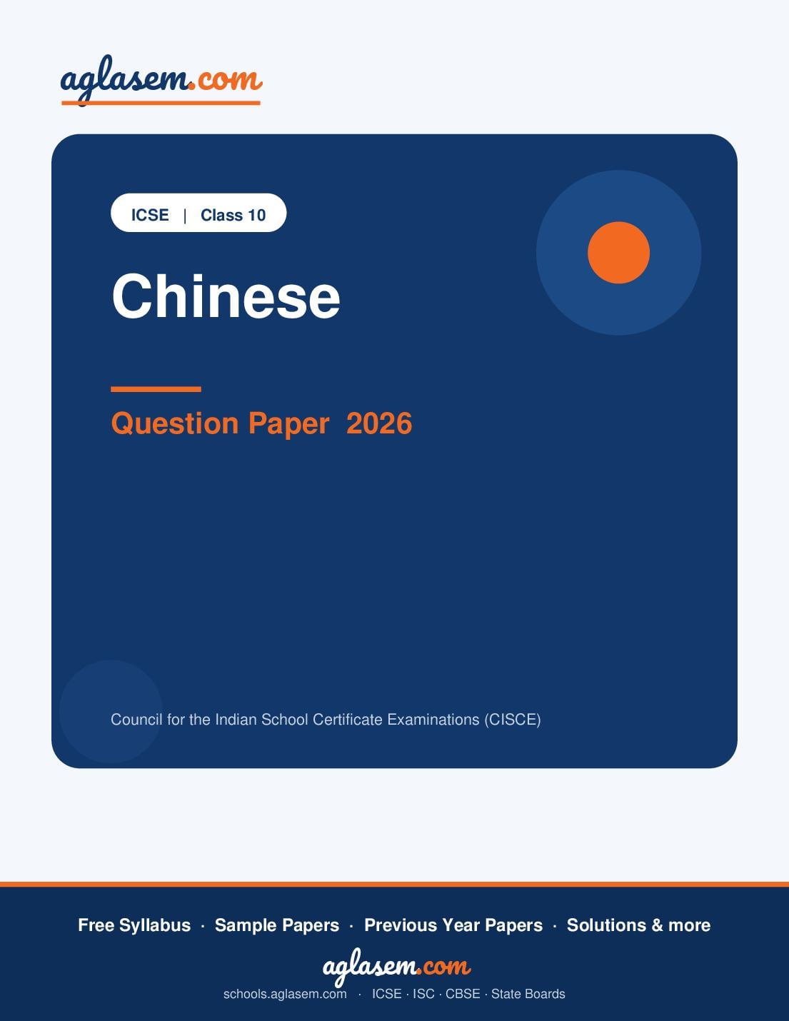 ICSE Class 10 Question Paper 2026 Chinese - Page 1 of 9