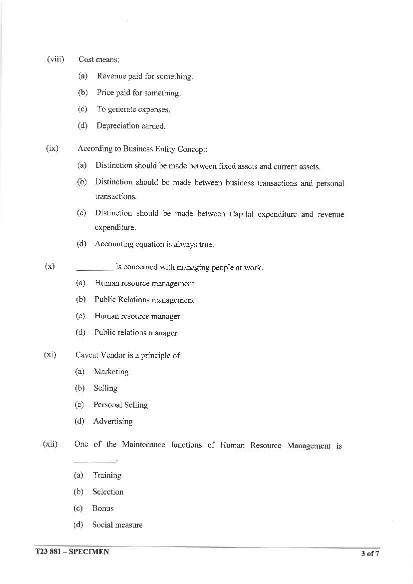 ICSE Commercial Applications Specimen Paper 2023 (PDF) - CISCE Class 10 ...