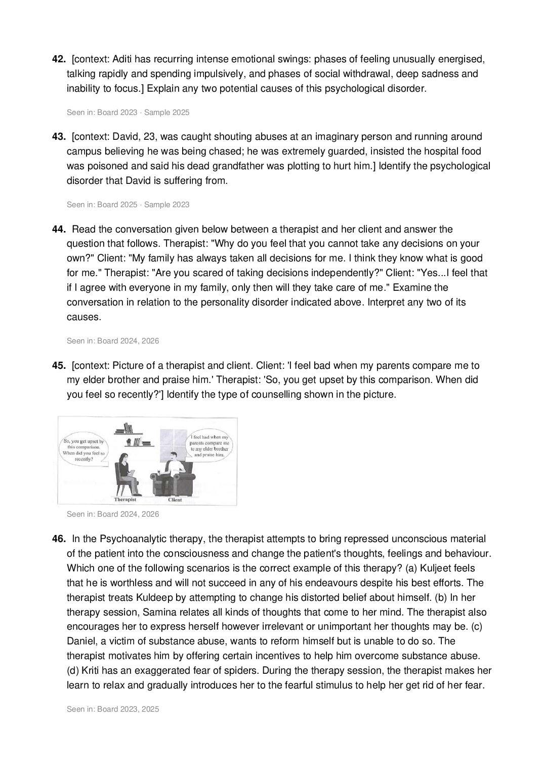 ISC Class 12 Psychology Important Questions 2027 (PDF)