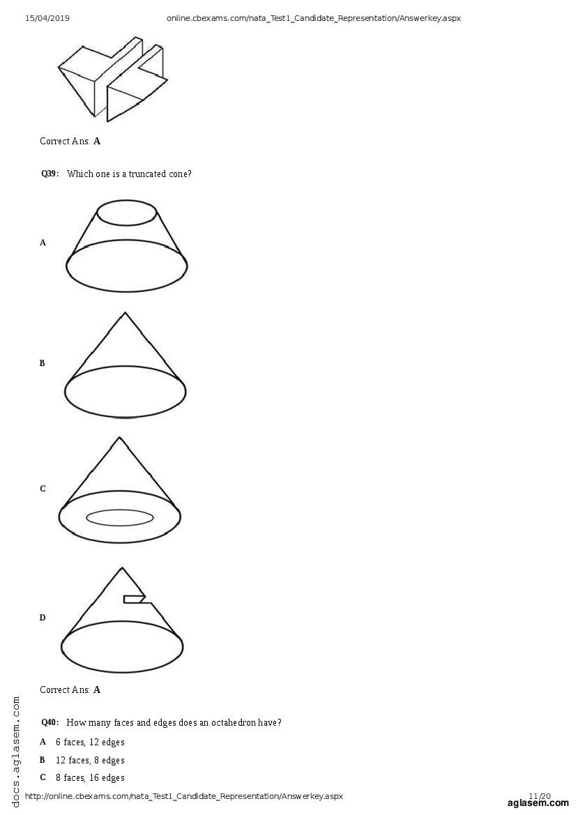 NATA 2019 Question Paper PDF with Answer Key (April, July)