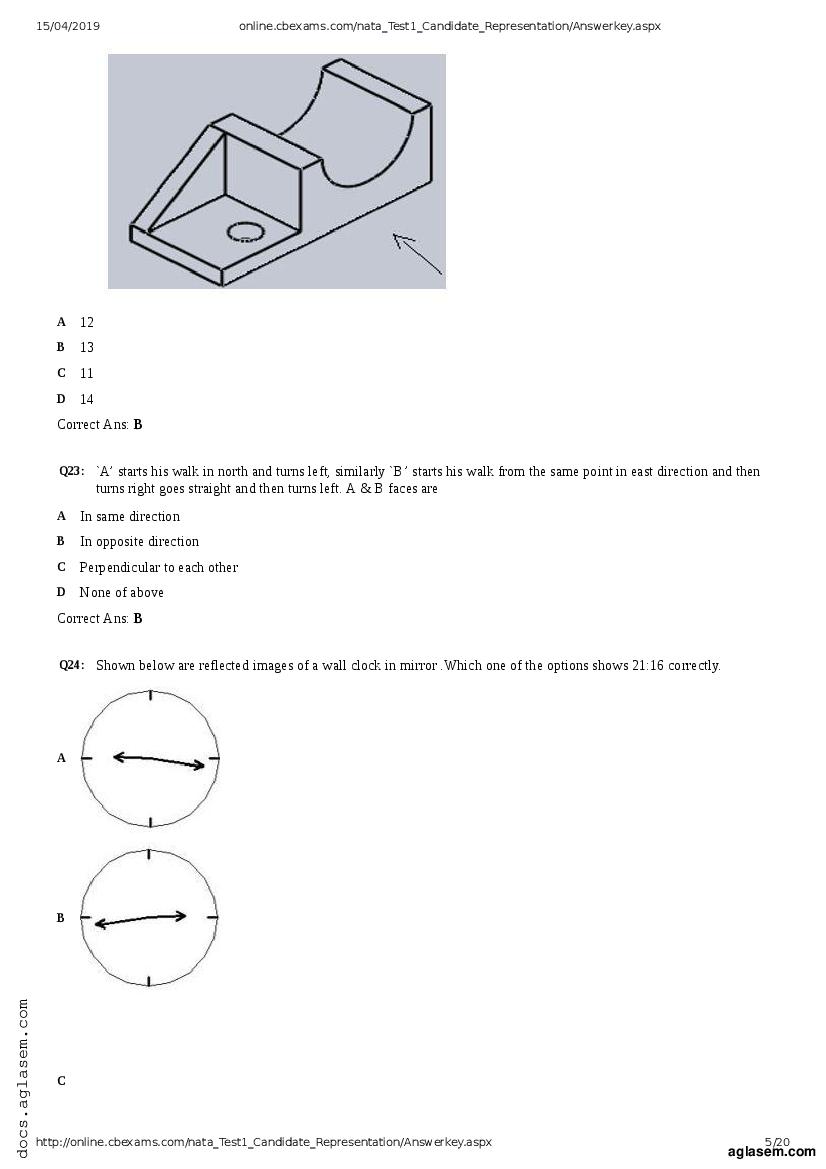 NATA 2019 Question Paper PDF with Answer Key (April, July)