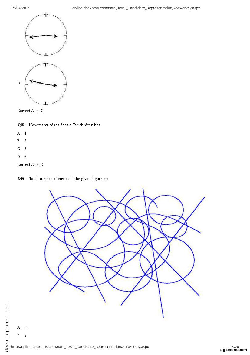 NATA 2019 Question Paper PDF with Answer Key (April, July)