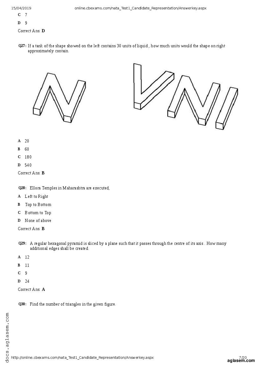 NATA 2019 Question Paper PDF with Answer Key (April, July)