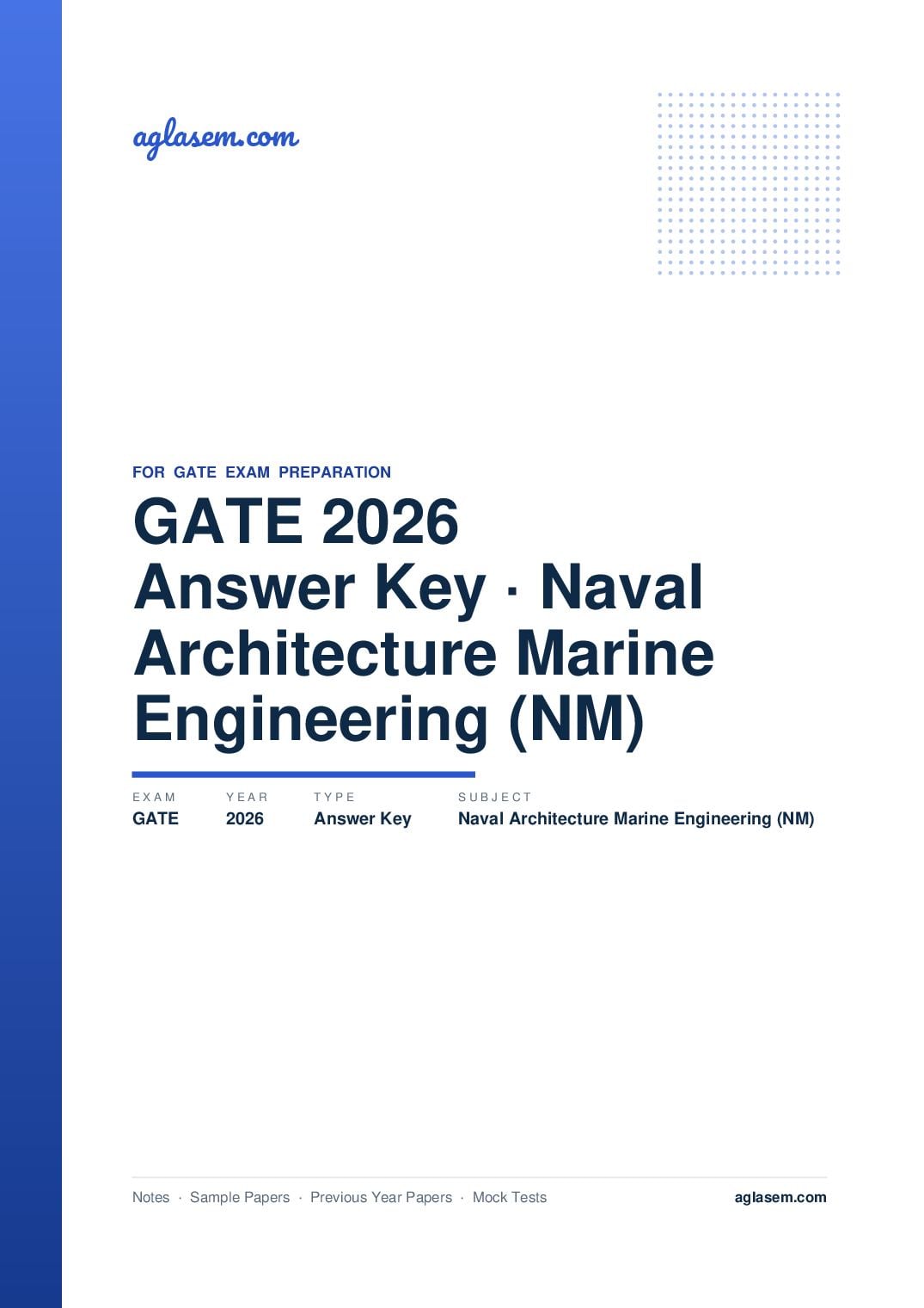 GATE 2026 Answer Key Naval Architecture and Marine Engineering (NM) - Page 1 of 3