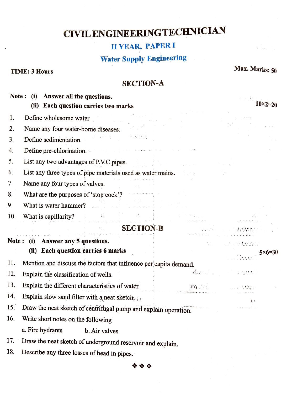 AP Class 12 Model Paper 2027 Civil Engineering Technician - Page 1 of 4