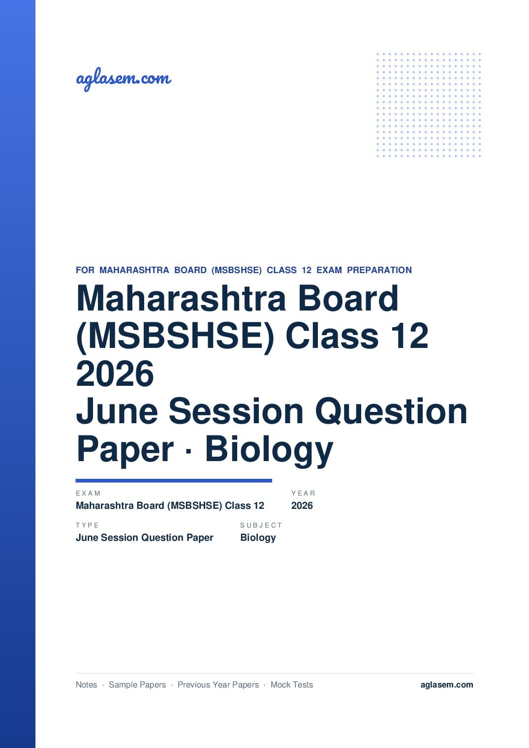 MH 12th Question Paper June 2026 Biology - Page 1 of 8