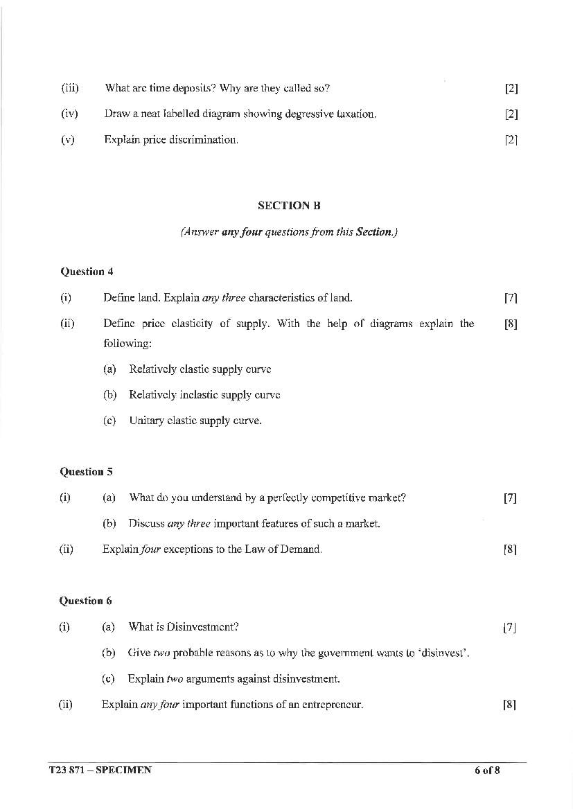 ICSE Economic Applications Specimen Paper 2023 (PDF) - CISCE Class 10 ...