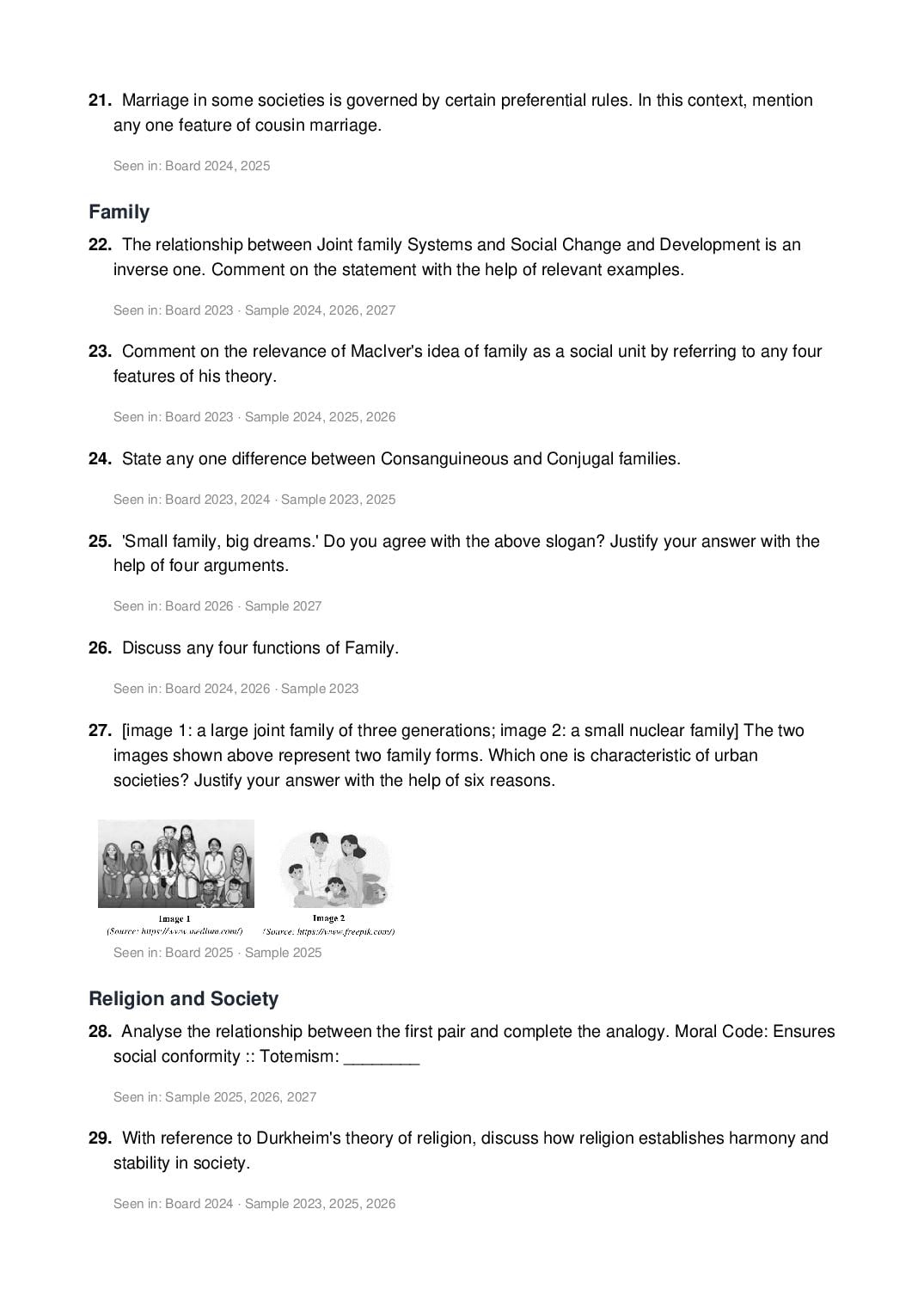 ISC Class 12 Sociology Important Questions 2027 (PDF)