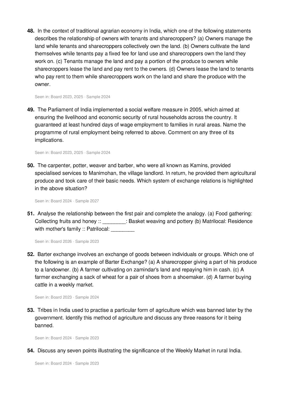 ISC Class 12 Sociology Important Questions 2027 (PDF)