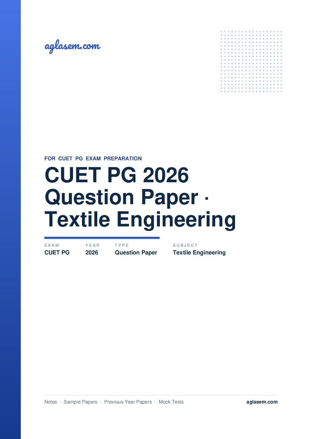 CUET PG 2026 Question Paper Textile Engineering - Page 1 of 31