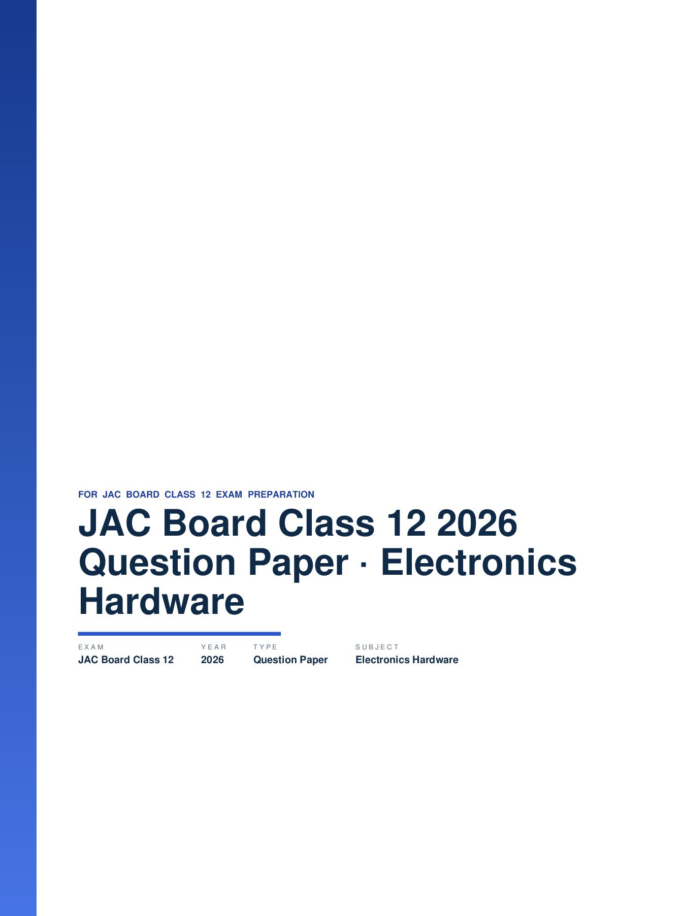 JAC Board Class 12 Question Paper 2026 Electronics and Hardware - Page 1 of 11