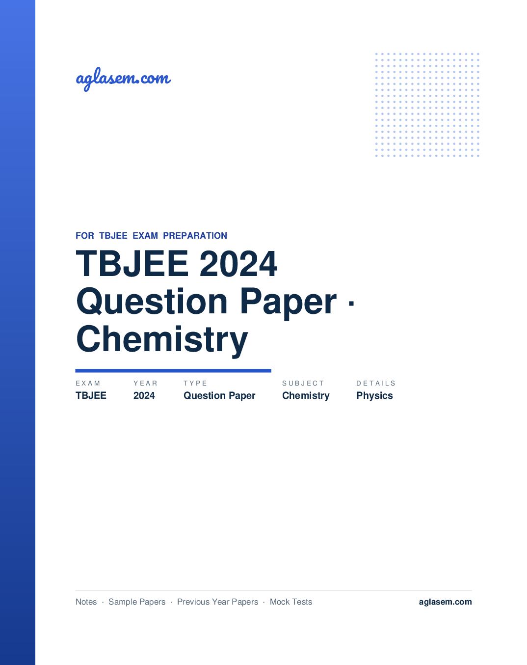 TBJEE 2024 Question Paper - Physics and Chemistry - Page 1 of 27