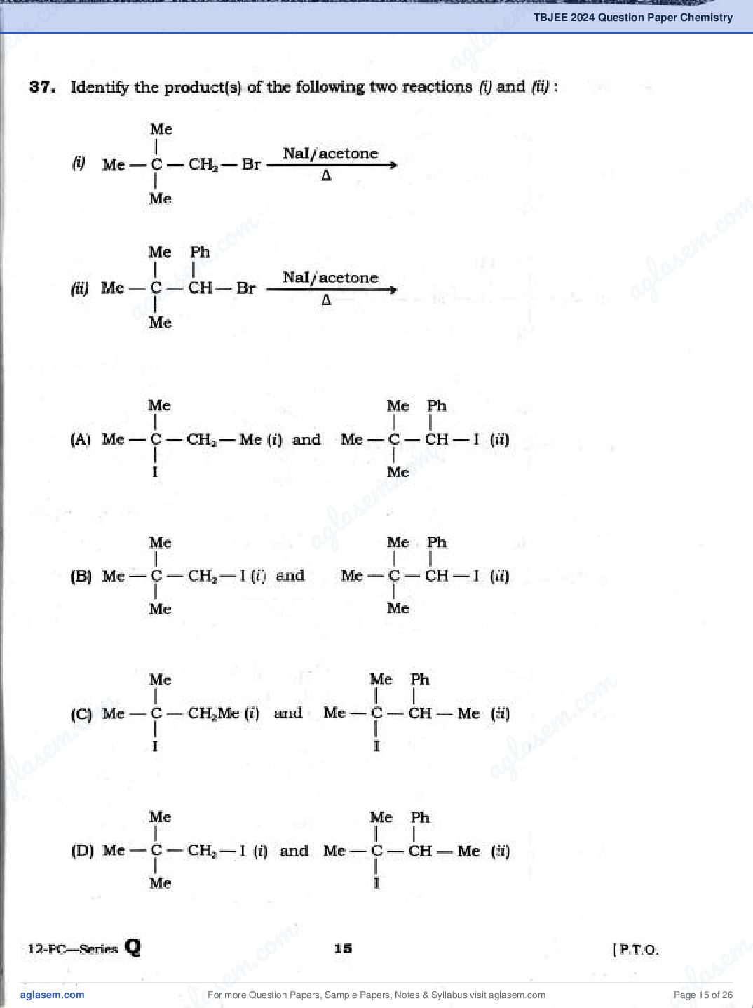 TBJEE 2024 Question Paper PDF (TJEE: PC, Maths, Biology)