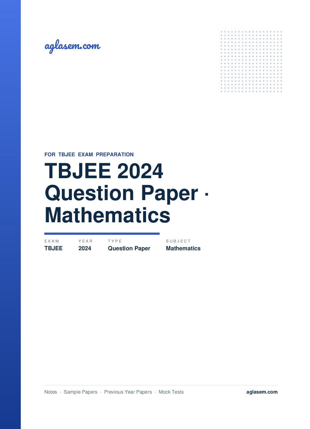 TBJEE 2024 Question Paper - Mathematics - Page 1 of 13