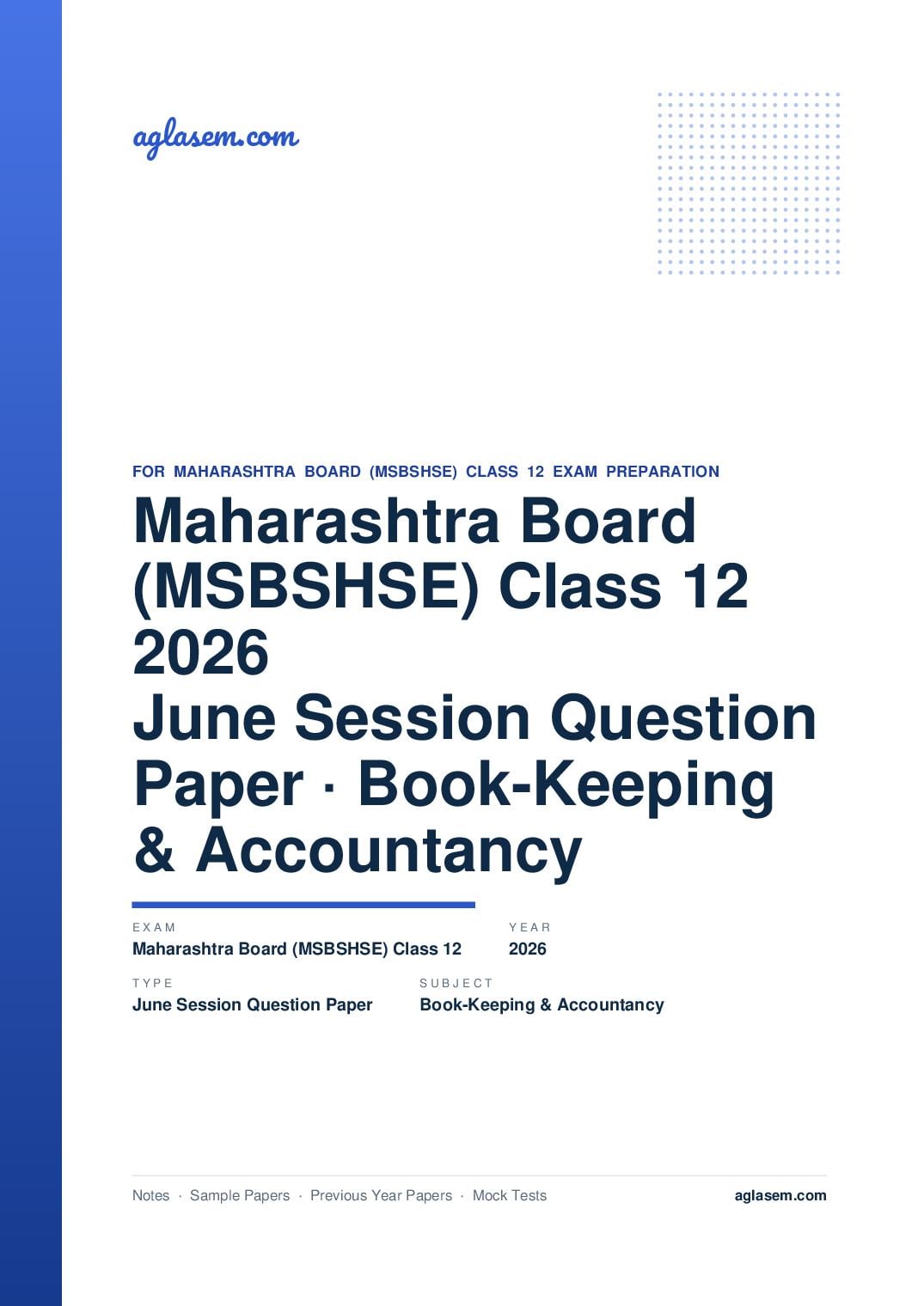 MH 12th Question Paper June 2026 Book-Keeping & Accountancy - Page 1 of 11