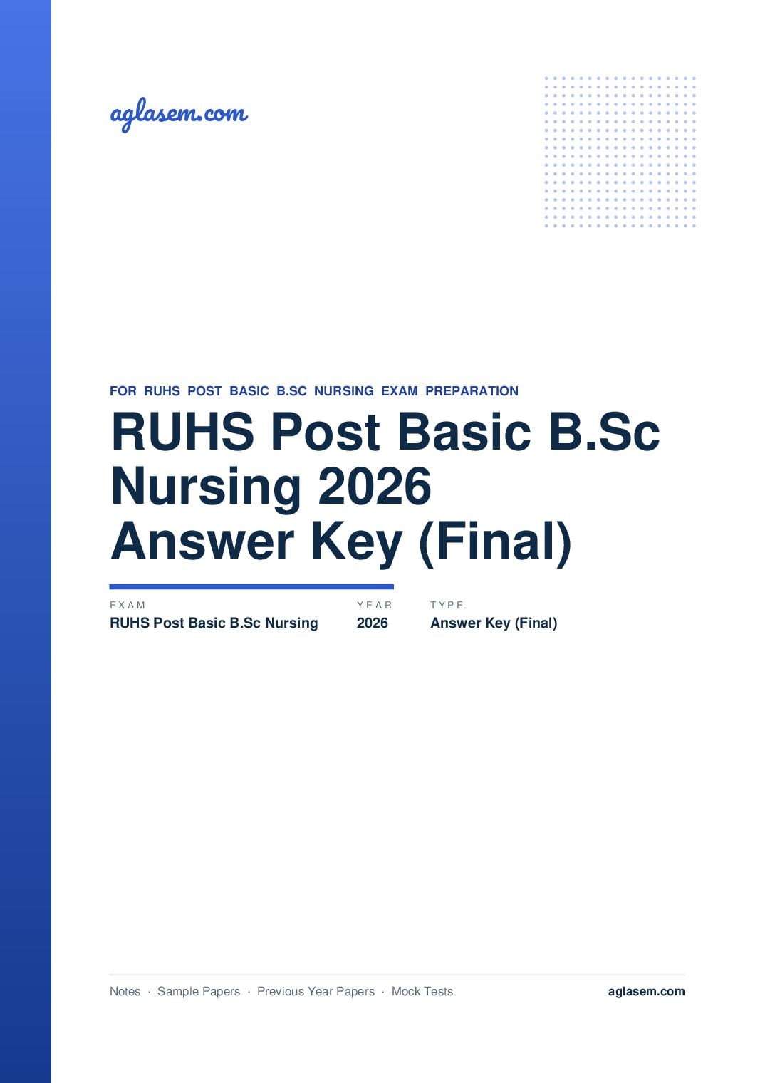 RUHS Post Basic B.Sc Nursing 2026 Answer Key (Final) - Page 1 of 5