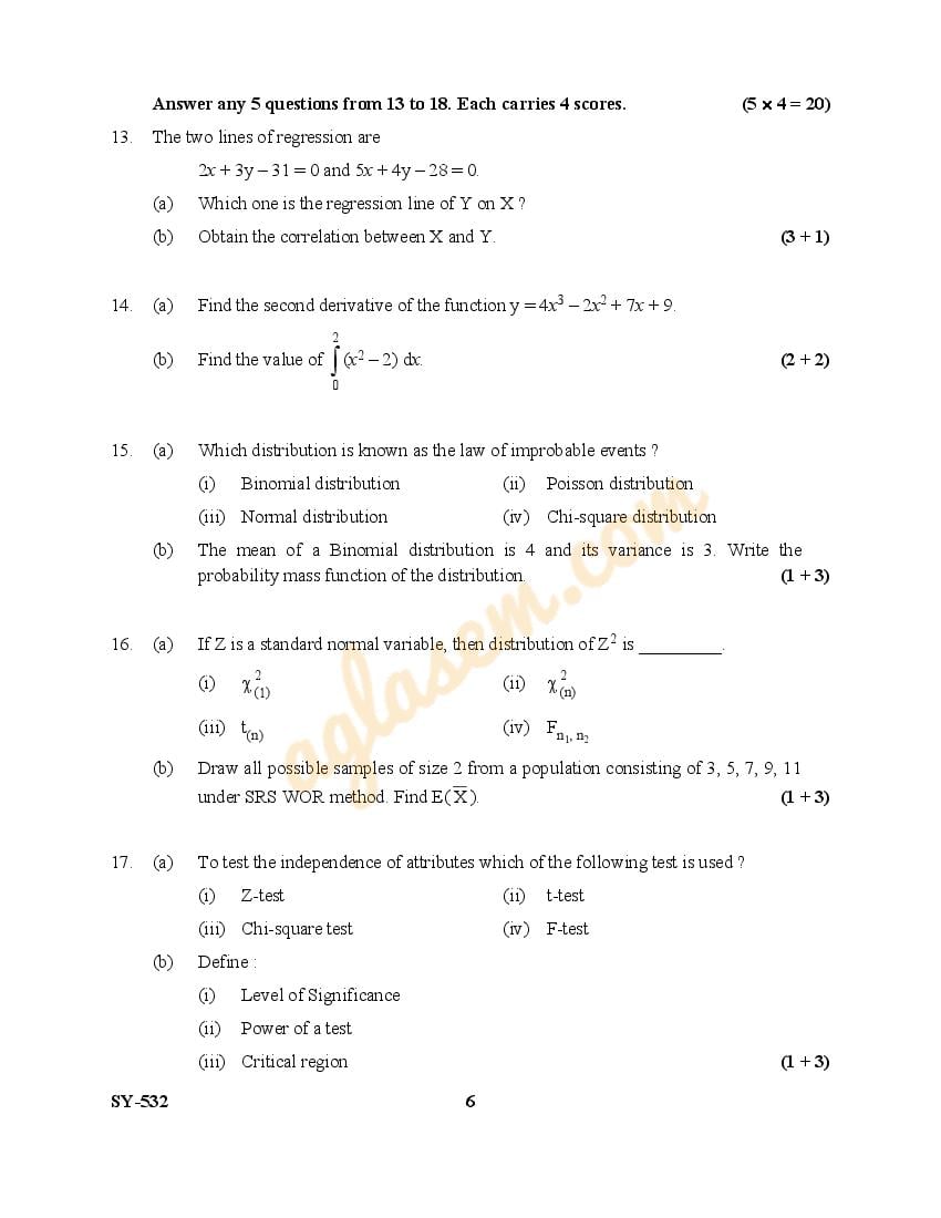 Kerala Plus Two Statistics Question Paper 2023 (PDF)