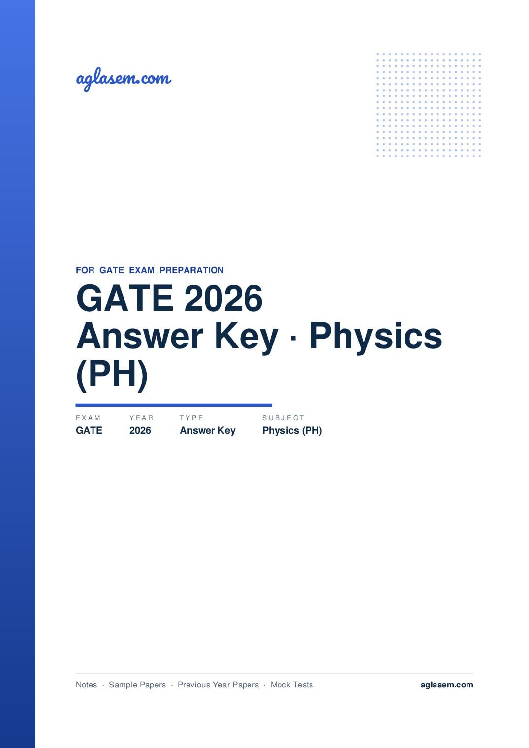 GATE 2026 Answer Key Physics (PH) - Page 1 of 3