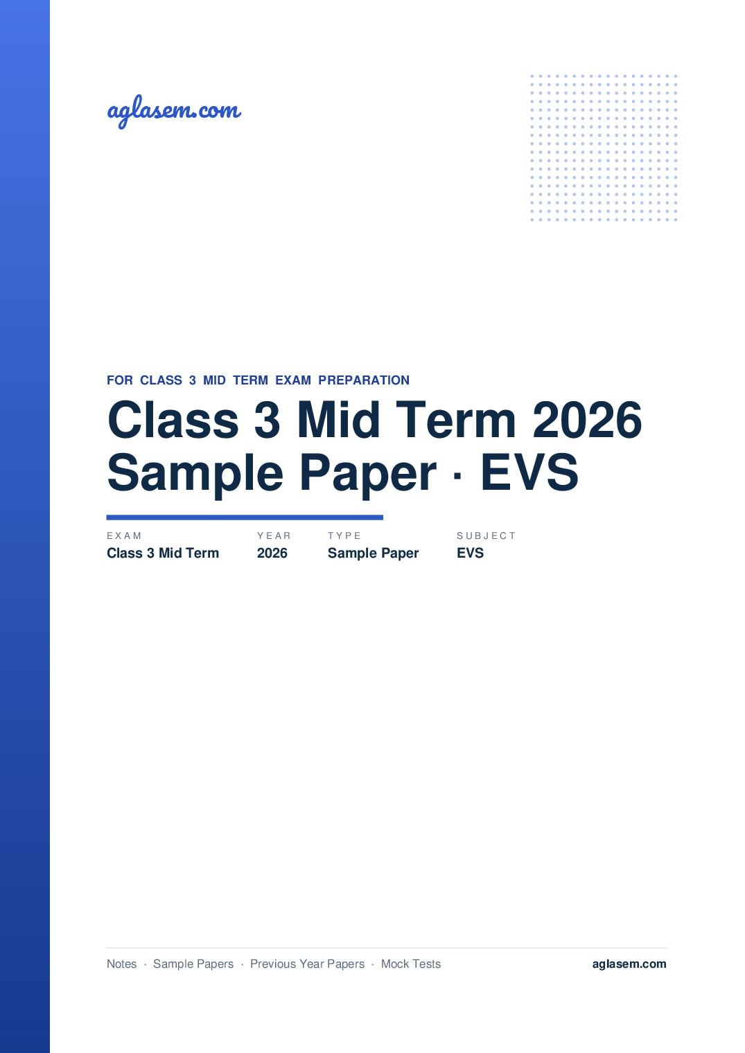Class 3 Mid Term Sample Paper 2026 EVS - Page 1 of 13