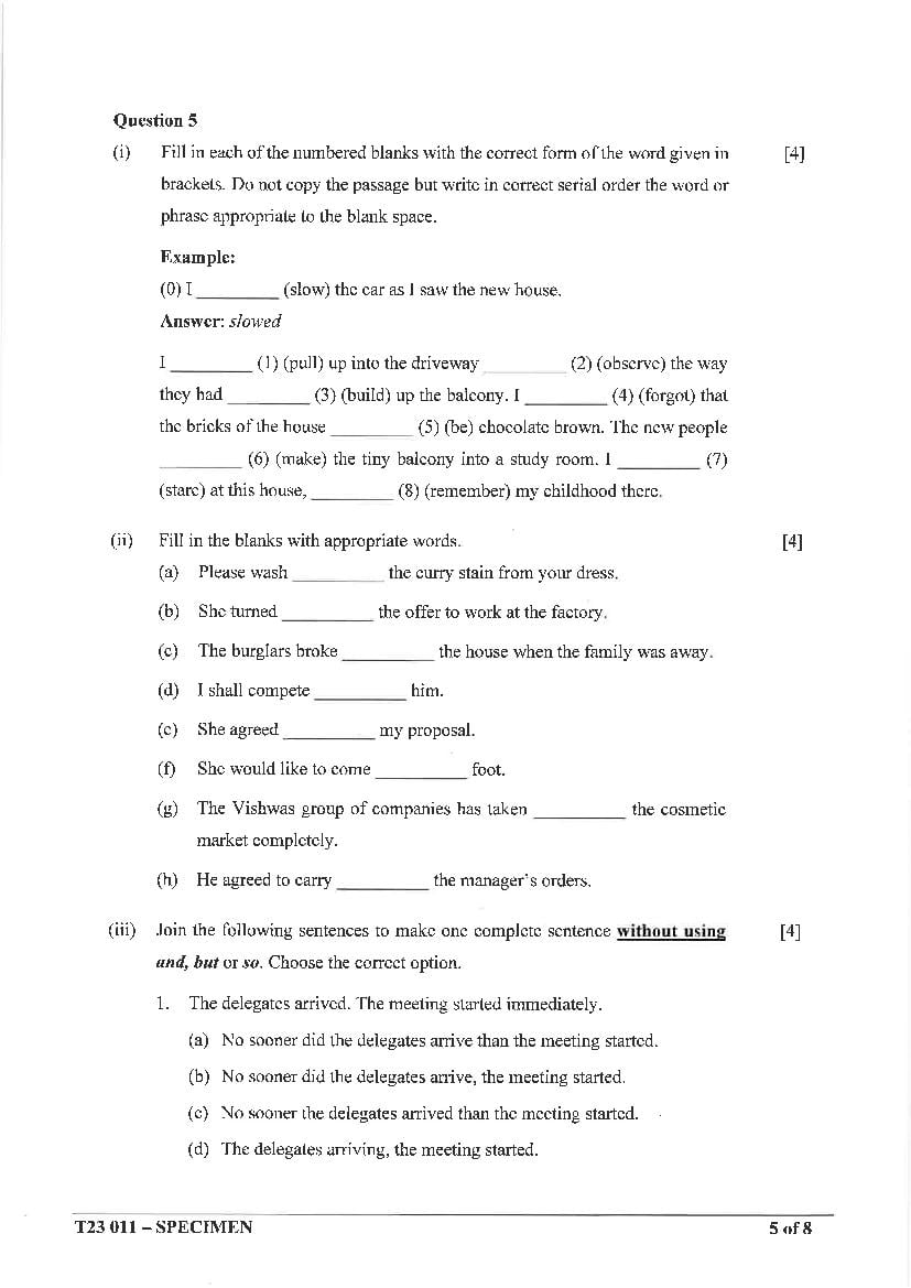 Icse English Language Specimen Paper 2023 Pdf Cisce Class 10 English Paper 1 Sample Paper