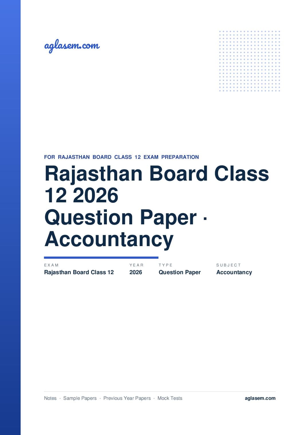 Rajasthan Board Class 12 Question Paper 2026 Accountancy - Page 1 of 20