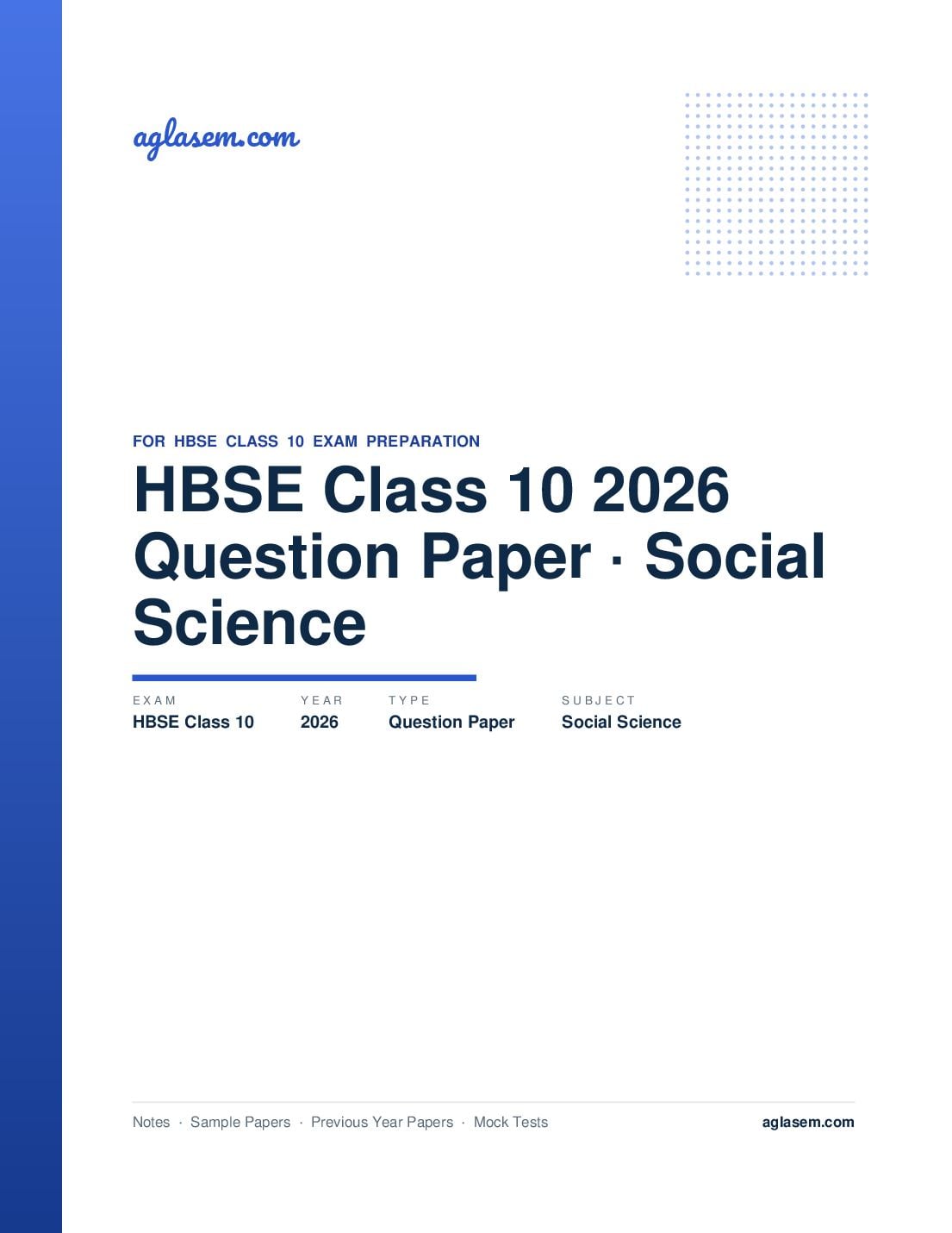HBSE Class 10 Question Paper 2026 Social Science - Page 1 of 17