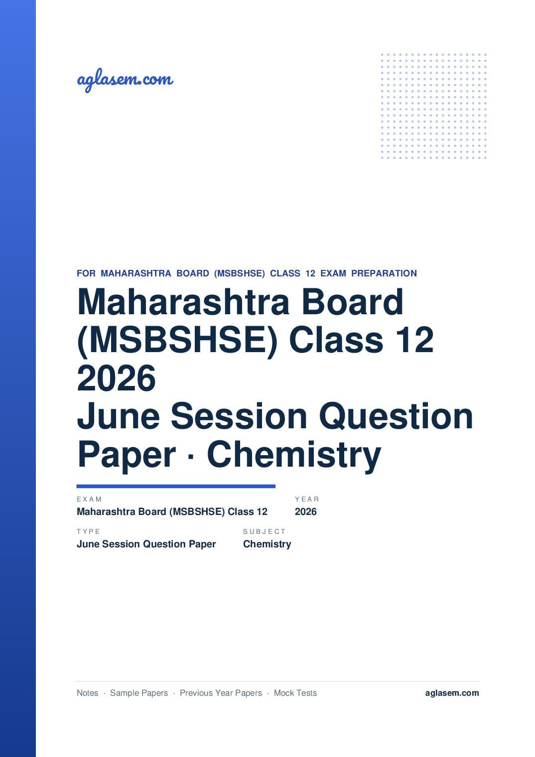 MH 12th Question Paper June 2026 Chemistry - Page 1 of 8