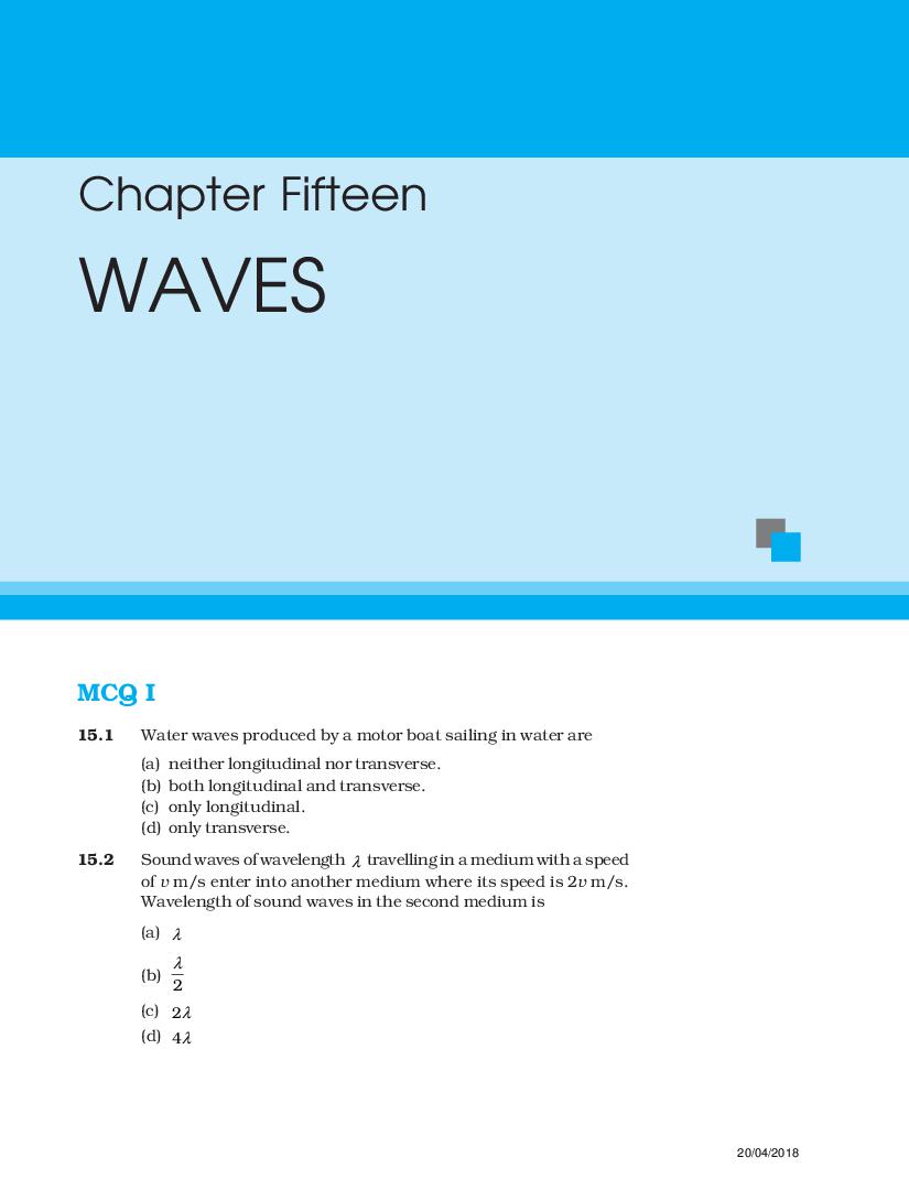 NCERT Exemplar Class 11 Physics Chapter 15 Waves - Page 1