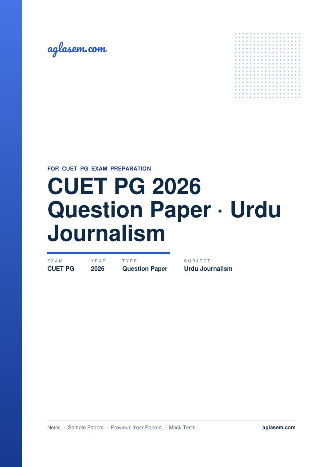 CUET PG 2026 Question Paper Urdu Journalism - Page 1 of 61