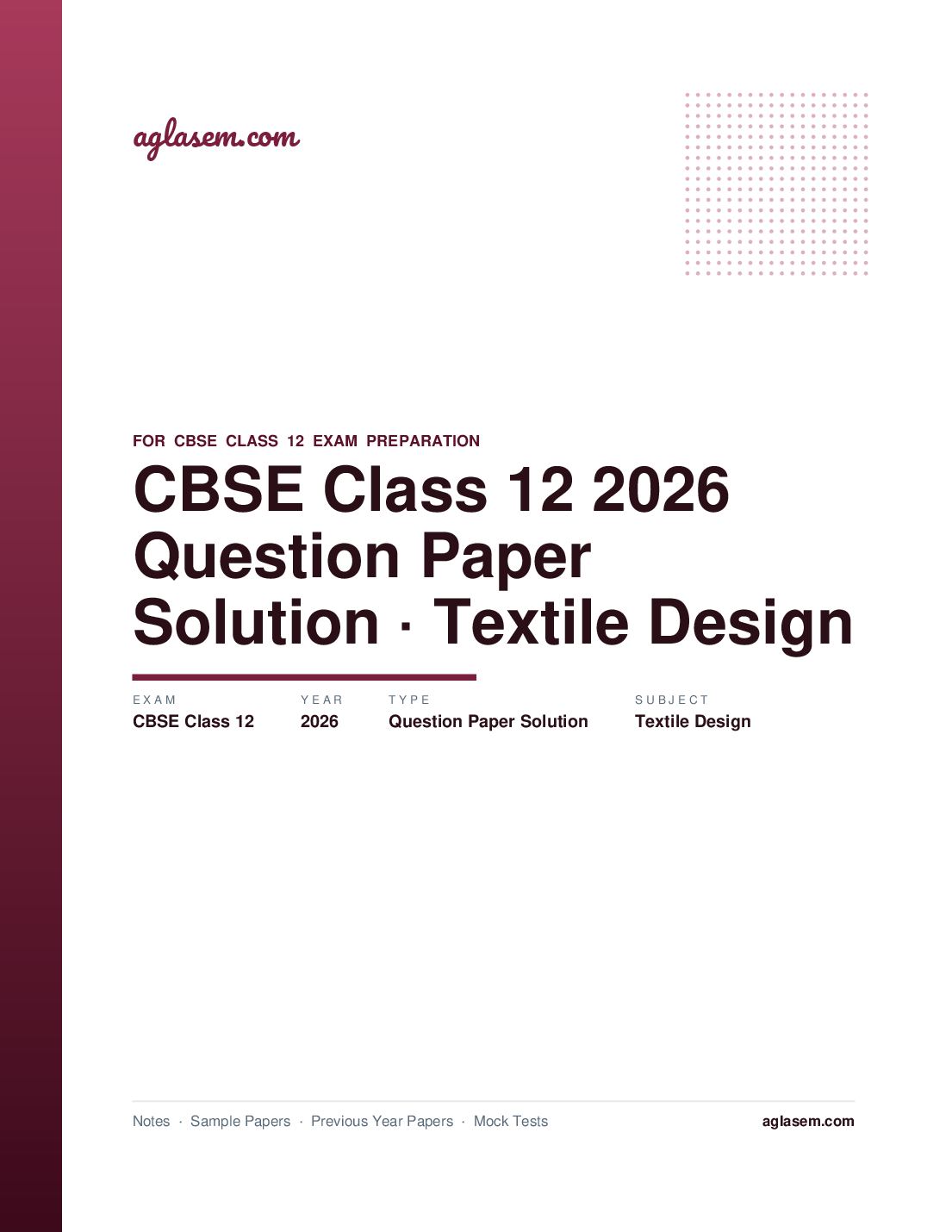 CBSE Class 12 Question Paper 2026 Solution Textile Design - Page 1 of 8