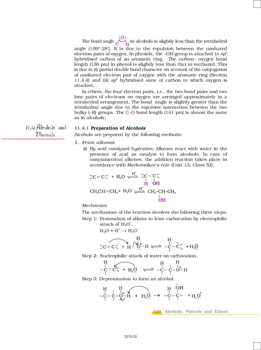 NCERT Book Class 12 Chemistry Chapter 11 Alcohols, Phenols And Ethers