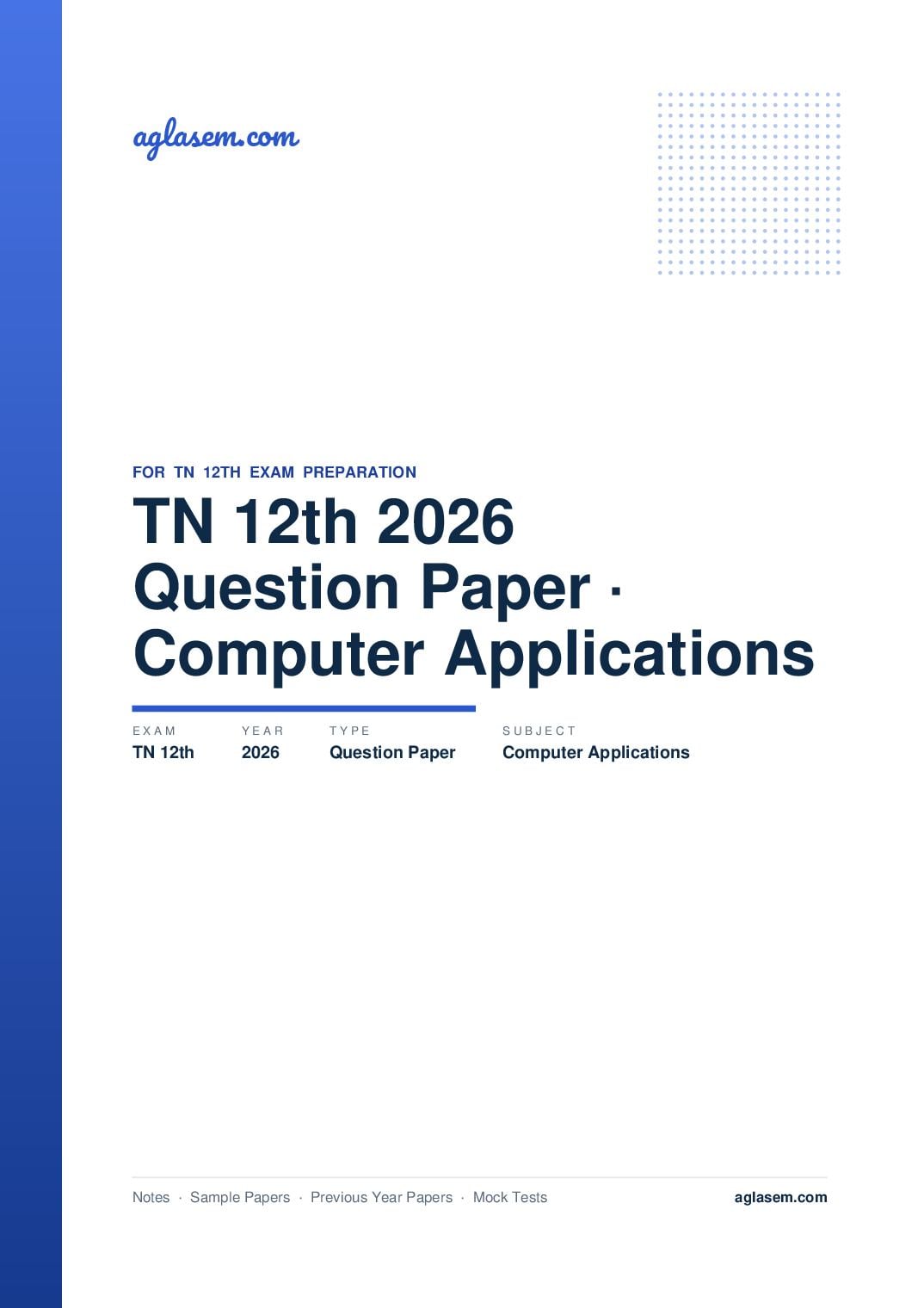 TN 12th Question Paper 2026 Computer Applications - Page 1 of 9