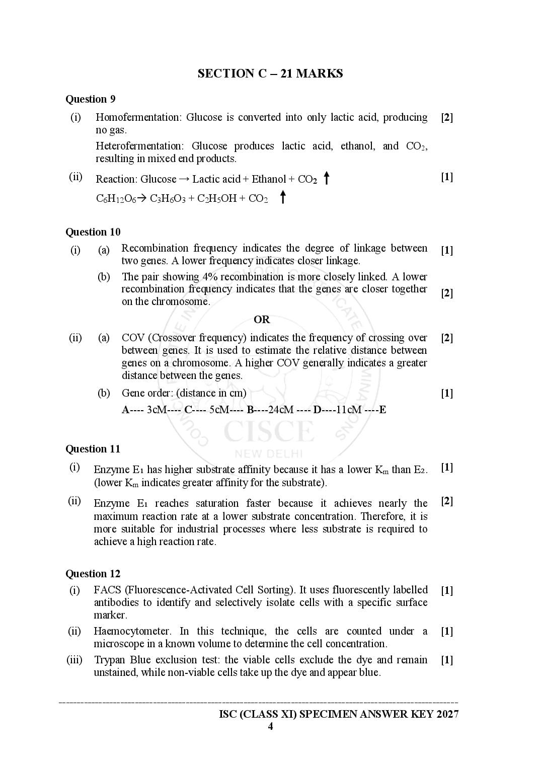 ISC Class 11 Biotechnology Specimen Paper 2027 (PDF)