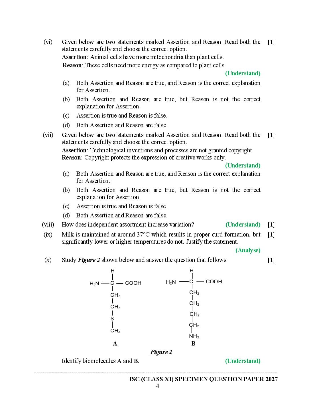 ISC Class 11 Biotechnology Specimen Paper 2027 (PDF)
