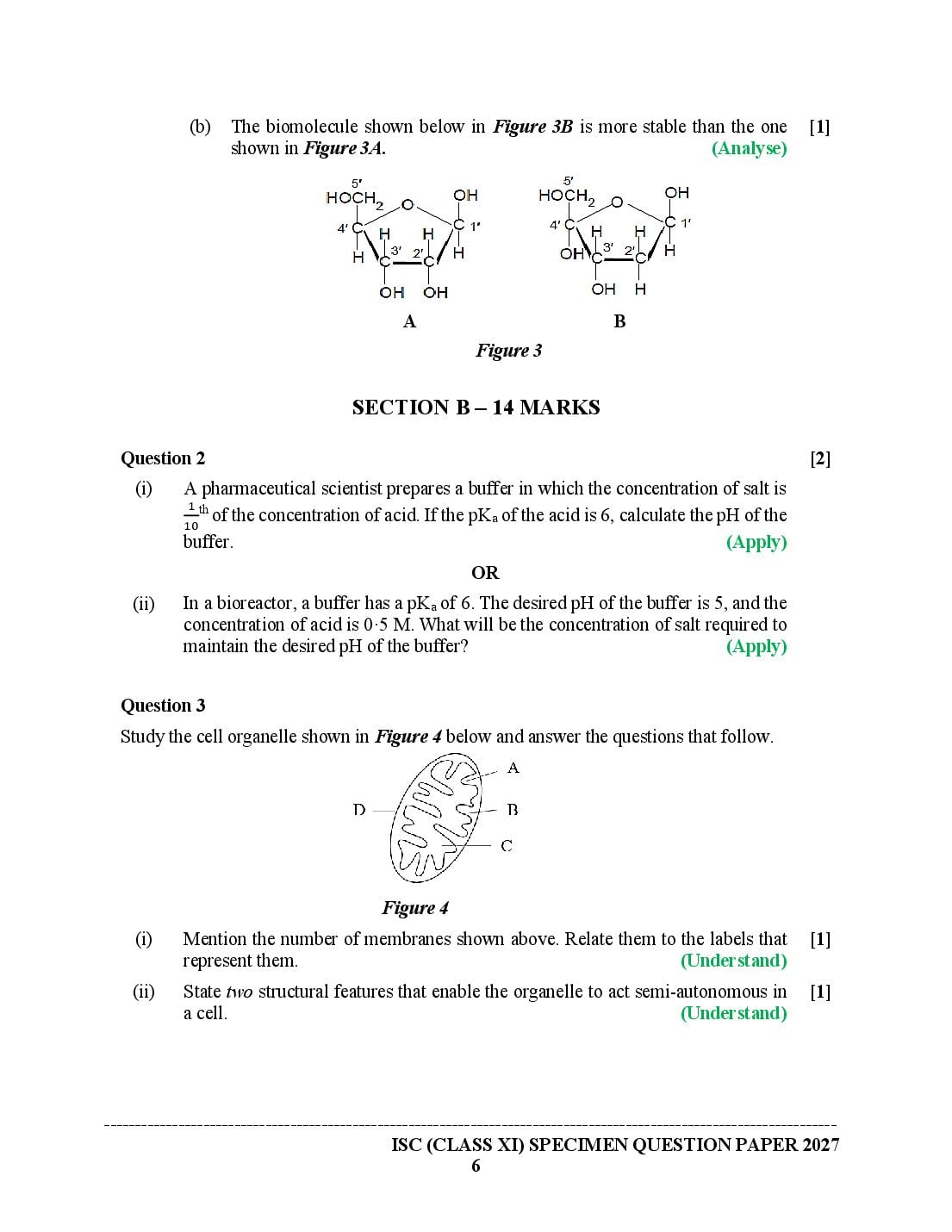 ISC Class 11 Biotechnology Specimen Paper 2027 (PDF)